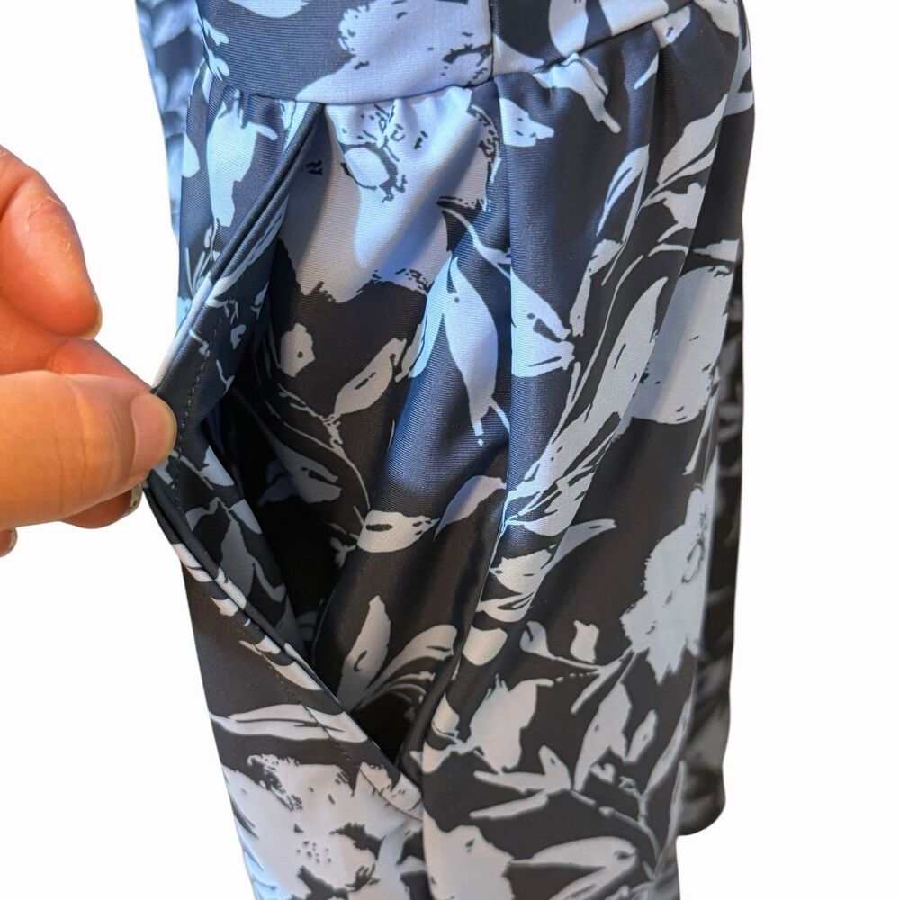 Plus Size Swim Romper 18 20 Blue Floral Pockets Lined Beach Vacation Swimsuit - Picture 9 of 16